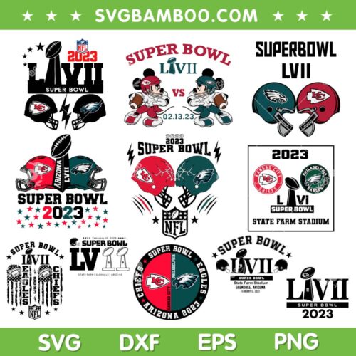 Super Bowl 2023 SVG Bundle, Chiefs vs Eagles Super Bowl SVG Sublimation Bundle, NFL Football SVG Bundle