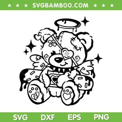 Teddy Bear Gangster SVG PNG, Cute Littel Teddy Bear SVG, Gangster Cute Bear DXF SVG PNG EPS
