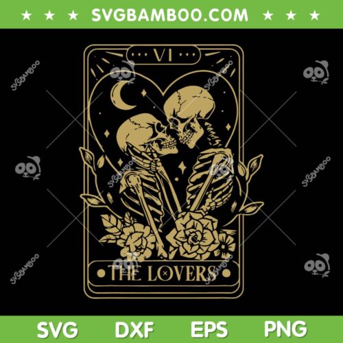 The Lovers Tarot Card SVG PNG, Skeleton Goth Valentines Day SVG, The Lovers DXF EPS SVG PNG
