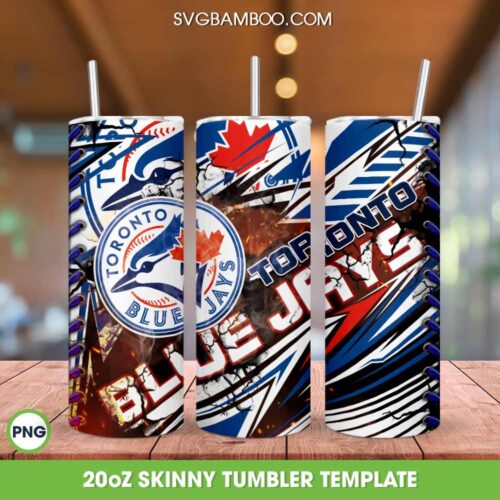 Toronto Blue Jays 20oz Skinny Tumbler PNG, MLB Toronto Blue Jay Tumbler Wrap PNG, MLB Teams Tumbler Sublimation