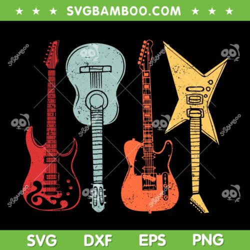 Vintage Guitar Design For Music Band Guitarist Stuff SVG PNG, Acoustic Guitar SVG, Rock Music DXF SVG PNG EPS