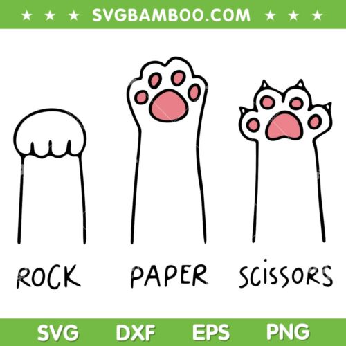 Rock Paper Scissors Cat Paws SVG PNG, Rock Scissors SVG, Funny Cat Paws DXF EPS SVG PNG