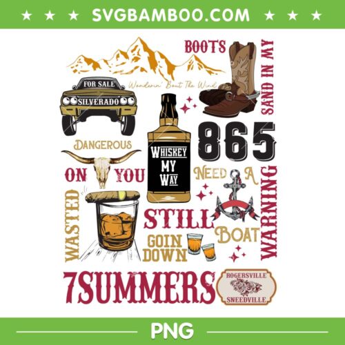 Wallen Country Music PNG, Morgan Wallen 7 Summers PNG, Whiskey My Way PNG