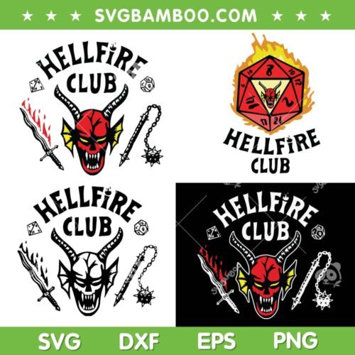 4 File Hellfire Club SVG Bundle, Stranger Things SVG Bundle, Hellfire Club DXF SVG PNG EPS