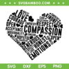Anti Bullying Heart SVG PNG, Heart Shaped Words Of Unity SVG, Anti Bullying DXF SVG PNG EPS