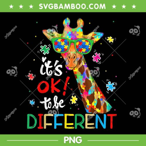 Autism Awareness Acceptance PNG, Giraffe Its Ok To Be Different PNG, Puzzle Autism PNG