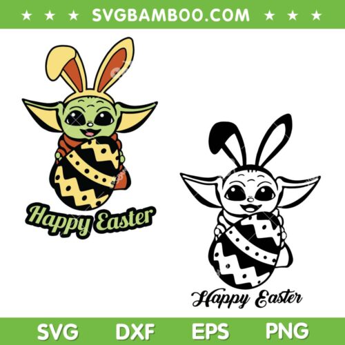 Baby Yoda Bunny SVG PNG, Star Wars Baby Yoda Egg SVG, Happy Easter DXF SVG PNG EPS