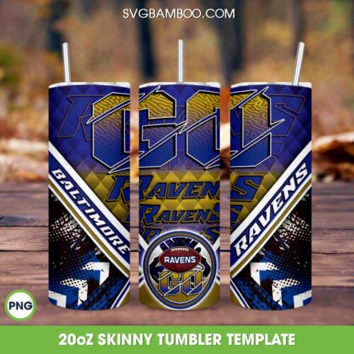Baltimore Ravens Tumbler Wrap PNG, Ravens Football 20oz Skinny Tumbler PNG, NFL Logo Tumbler Sublimation