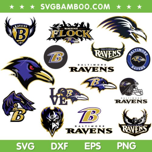 Baltimore Ravens SVG Bundle, NFL Baltimore Ravens SVG Bundle, Sport Football DXF SVG PNG EPS