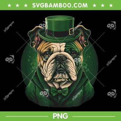 Bulldog Dog St Patricks Day PNG, Bulldog Leprechaun Hat PNG, Funny Dog Patrick Day PNG