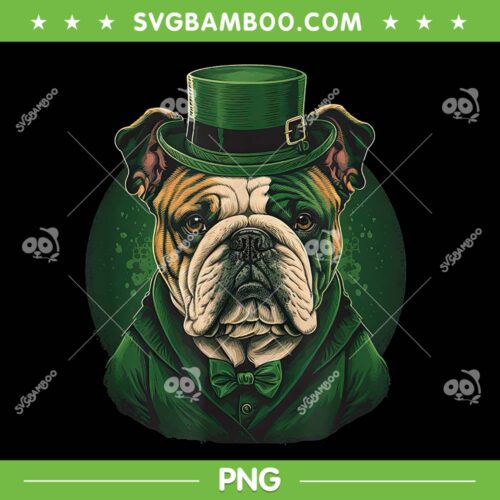 Bulldog Dog St Patricks Day PNG, Bulldog Leprechaun Hat PNG, Funny Dog Patrick Day PNG