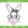 Bunny Face Leopard Bubble Gum SVG PNG, Easter Bunny Glasses SVG, Rabbit Face DXF SVG PNG EPS