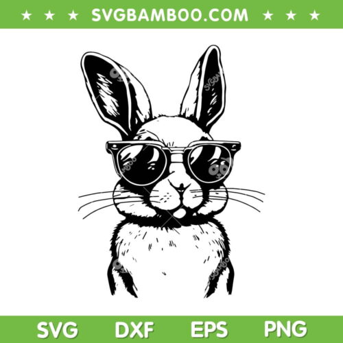 Bunny Face Sunglasses SVG PNG, Easter Day Rabbit SVG, Rabbit With Sunglasses DXF SVG PNG EPS