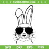 Bunny Face With Sunglasses SVG PNG, Black And White Bunny Easter SVG, Cute Bunny Face DXF SVG PNG EPS