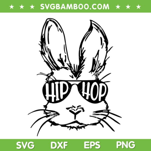 Bunny Hip Hop SVG PNG, Kids Easter Bunny Sunglasses SVG, Cool Bunny DXF SVG PNG EPS
