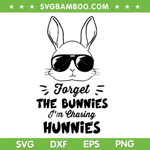 Bunny Sunglasses Forget The Bunnies I'm Chasing Hunnies SVG, Funny Bunny Easter SVG, Easter Day DXF SVG PNG EPS