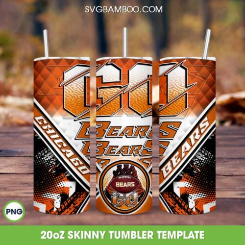 Chicago Bears Tumbler Wrap PNG, Chicago Bears Logo 20oz Skinny Tumbler PNG, NFL Football Tumbler Sublimation