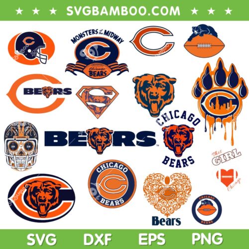 Chicago Bears SVG Bundle, Chicago Bears Football SVG Bundle, Football Logo DXF SVG PNG EPS