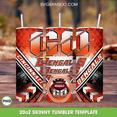 Cincinnati Bengals Tumbler Wrap PNG, Bengals Football 20oz Skinny Tumbler PNG, Sport Team Tumbler Sublimation