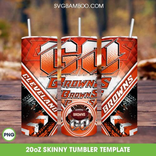 Cleveland Browns Tumbler Wrap PNG, Cleveland Browns Logo 20oz Skinny Tumbler PNG, Football NFL Tumbler Sublimation