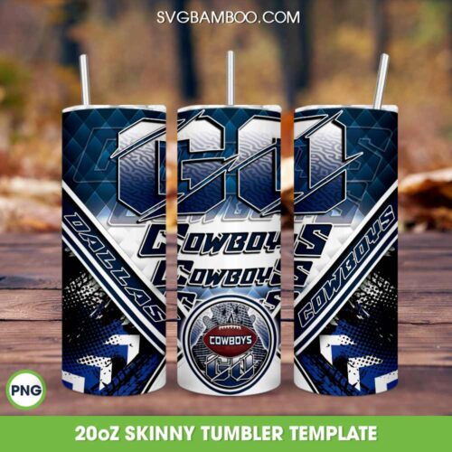 Dallas Cowboys Tumbler Wrap PNG, Dallas Cowboys Football 20oz Skinny Tumbler PNG, Logo Football Team Tumbler Sublimation