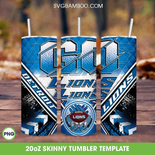 Detroit Lions Tumbler Wrap PNG, NFL Detroit Lions 20oz Skinny Tumbler PNG, Lions Football Tumbler Sublimation