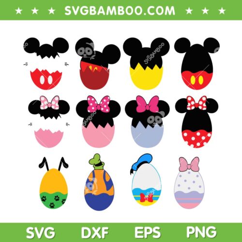 Disney Mickey And Friends Eggs SVG Bundle, Mickey Mouse Happy Easter SVG Bundle, Easter Day 2023 DXF SVG PNG EPS