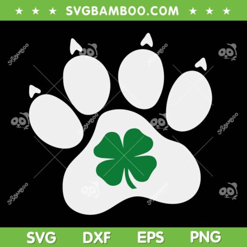 Dog Paw Shamrock SVG PNG, Dog Cat Paw St Patrick's Day SVG, Clover Leaf Paw DXF SVG PNG EPS