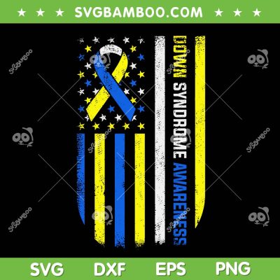 Down Syndrome Awareness American Flag SVG PNG, Down Syndrome Awareness Yellow And Blue SVG, American Flag DXF SVG PNG EPS