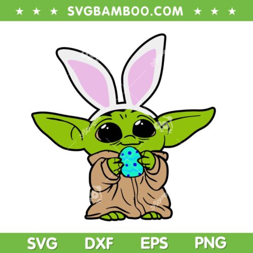 Funny Baby Yoda Bunny SVG PNG, Star Wars Yoda Eggs SVG, Bunny Yody Easter Egg DXF SVG PNG EPS
