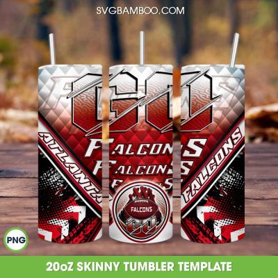 Go Falcons Tumbler Wrap PNG, Atlanta Falcons 20oz Skinny Tumbler PNG, NFL Football Team Tumbler Sublimation