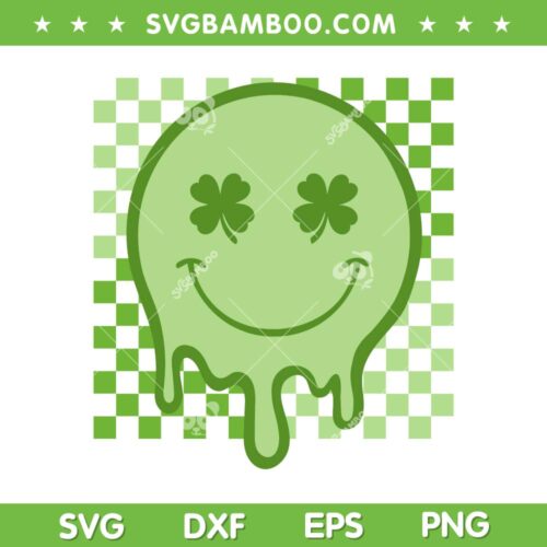 Groovy Hippie Smile Shamrock SVG PNG, Retro St Patrick Day Smiley SVG, Smile Face DXF SVG PNG EPS