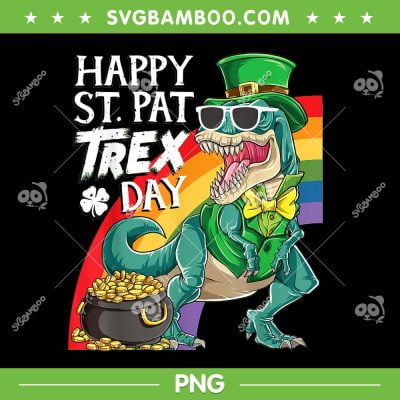 Happy St Pat Rex Day PNG, Rainbow Dinosaur St Patricks Day PNG, Rainbow Dinosaur PNG