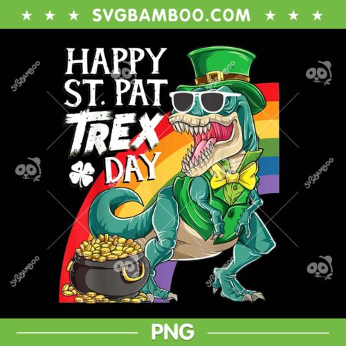 Happy St Pat Rex Day PNG, Rainbow Dinosaur St Patricks Day PNG, Rainbow Dinosaur PNG