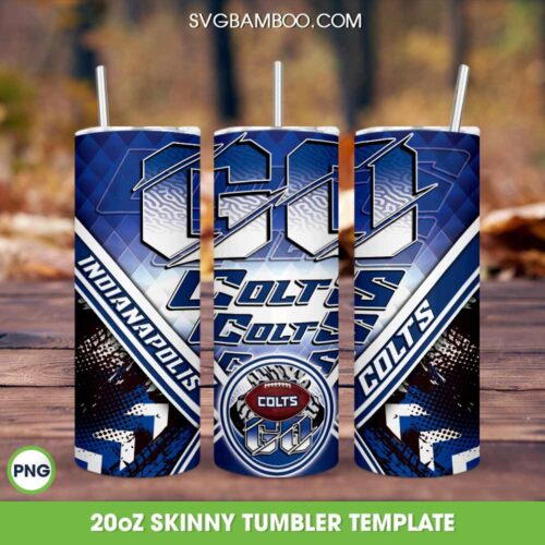 Indianapolis Colts Tumbler Wrap PNG, Indianapolis Colts Football 20oz Skinny Tumble PNG, Sport Logo Tumbler Sublimation