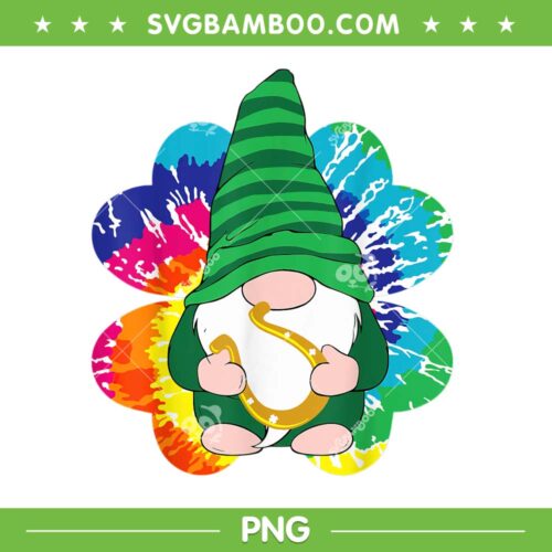 Irish Shamrock Gnome Tie Dye PNG, Funny Gnome Shamrock PNG, St Patricks Day PNG