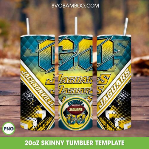 Jacksonville Jaguars Tumbler Wrap PNG, Jaguars Football 20oz Skinny Tumble PNG, NFL Football Team Tumbler Sublimation