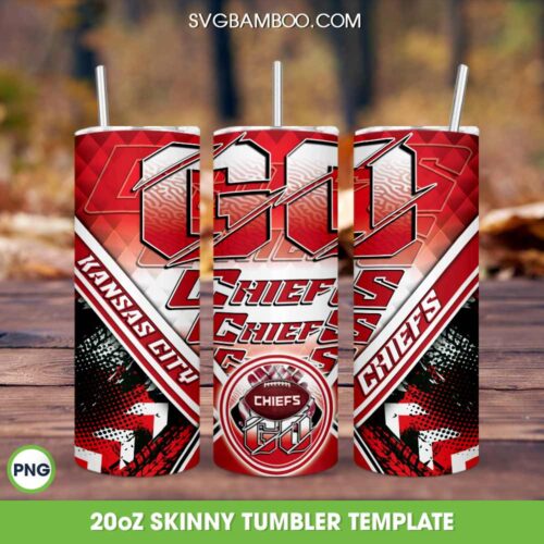 Kansas City Chiefs Tumbler Wrap PNG, KC Chiefs Football 20oz Skinny Tumble PNG, Chiefs Logo Tumbler Sublimation