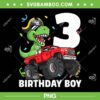 Kids Monster Truck T Rex Pirate PNG, 3rd Birthday Boy Dinosaur PNG, 3 Birthday Boy PNG