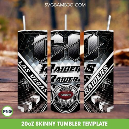 Las Vegas Raiders Tumbler Wrap PNG, Las Vegas Raiders Logo 20oz Skinny Tumble PNG, Raiders Football Tumbler Sublimation