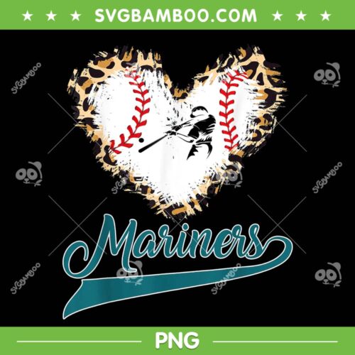Leopard Heart Mariners PNG, Seattle Mariners PNG, Mariners Heart Baseball PNG