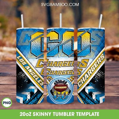 Los Angeles Chargers Tumbler Wrap PNG, NFL Los Angeles Chargers 20oz Skinny Tumble PNG, Sport Logo Tumbler Sublimation