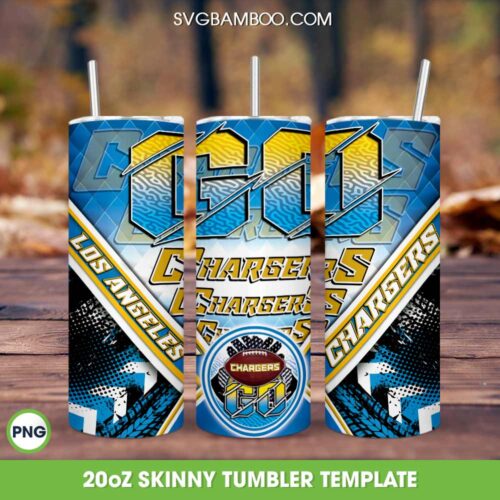 Los Angeles Chargers Tumbler Wrap PNG, NFL Los Angeles Chargers 20oz Skinny Tumble PNG, Sport Logo Tumbler Sublimation