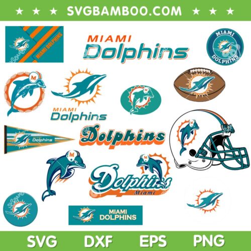 Miami Dolphins SVG Bundle, Miami NFL Team Logo SVG Bundle, NFL Sport Team DXF SVG PNG EPS