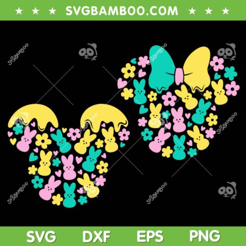Mouse Head Easter Donuts SVG PNG, Disney Mouse Bunny SVG, Mickey And Minnie Easter Day DXF SVG PNG EPS