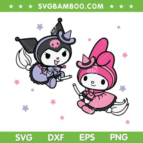 My Melody Kuromi Little Witches SVG PNG, Melody Kuromi Halloween SVG, Hello Kitty DXF SVG PNG EPS