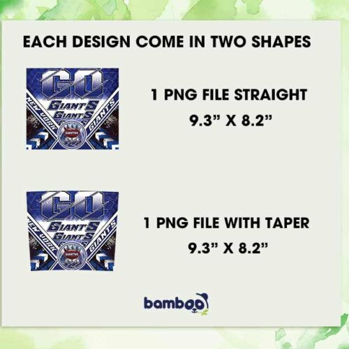 New York Giants Tumbler Wrap PNG, Giants Football 20oz Skinny Tumble PNG, NFL Team Tumbler Sublimation