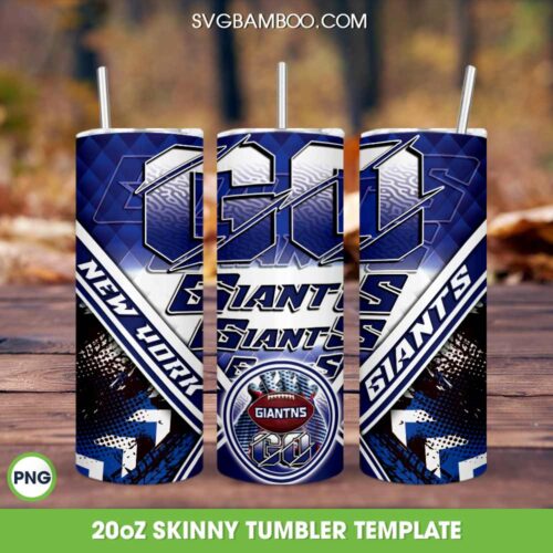 New York Giants Tumbler Wrap PNG, Giants Football 20oz Skinny Tumble PNG, NFL Team Tumbler Sublimation