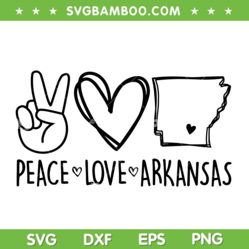 Peace Love Arkansas SVG PNG, Arkansas Baseball SVG, Arkansas Map DXF SVG PNG EPS