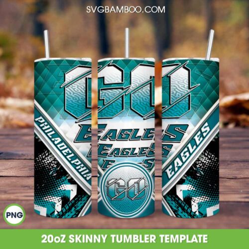 Philadelphia Eagles Tumbler Wrap PNG, Philadelphia Eagles Football 20oz Skinny Tumble PNG, Eagles Logo Tumbler Sublimation